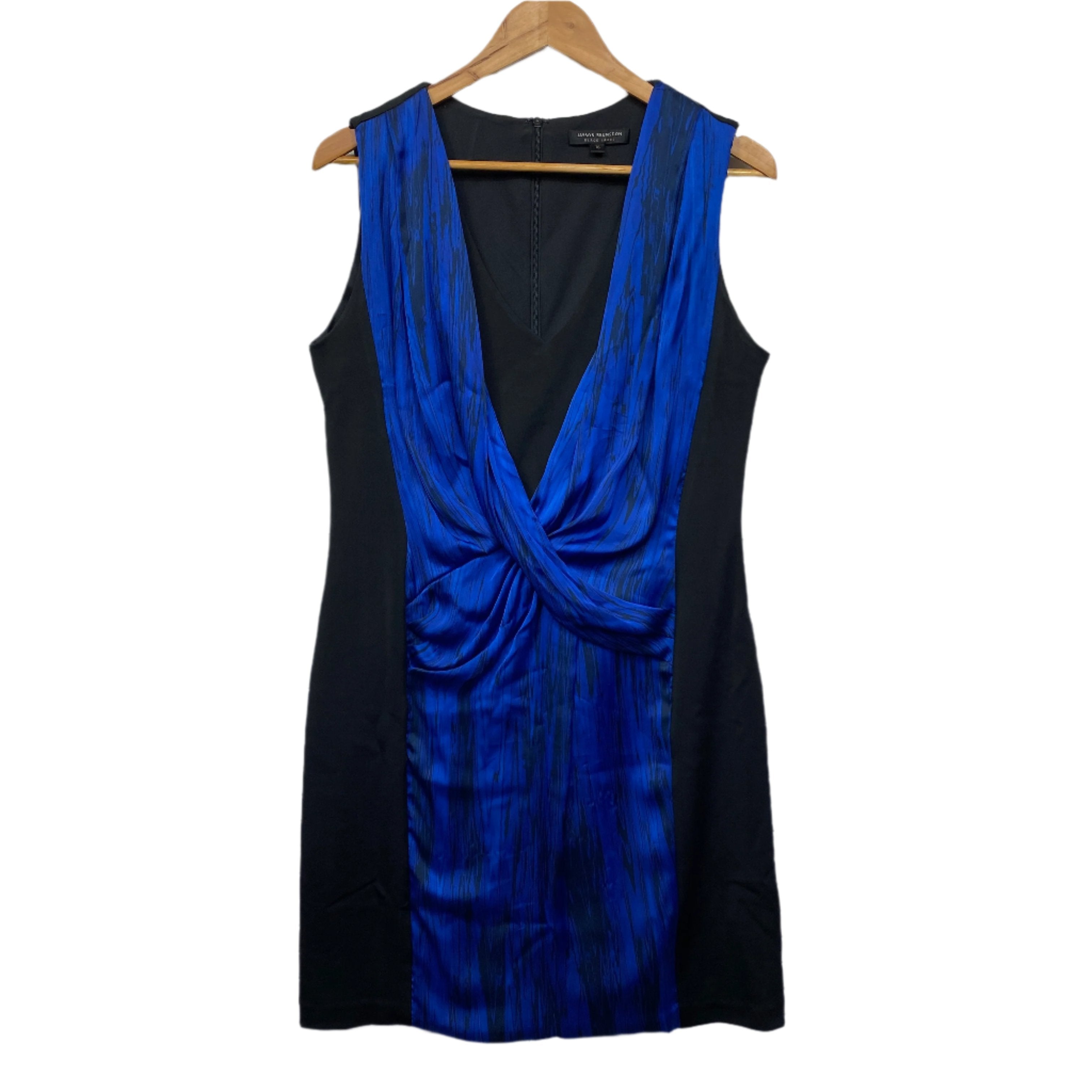Jason Brunsdon Black Label Dress Size 16 Sleeveless Black Blue Cocktail