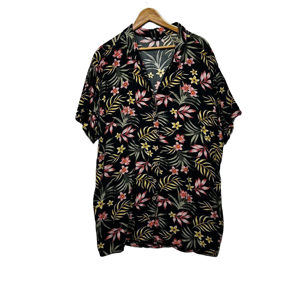 Jay Jays Black Foral Shirt Dress or Longline Top - Size 16
