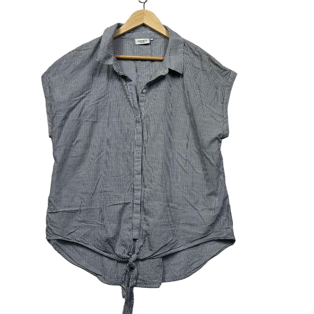 Jeanswest Grey White Cotton Stripe Shirt - Size 16