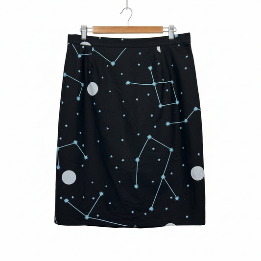 Jericho Road Clothing Black Constellation Print Midi Pencil Skirt - Size 18
