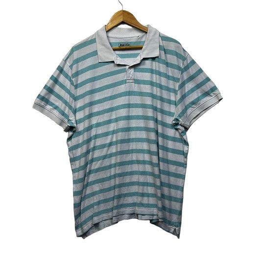 Joe & Co Teal White Striped Cotton Polo - Size 7XL