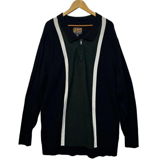 Johnny Bigg Black Green Cotton Zip Polo Knit - Size 4XL