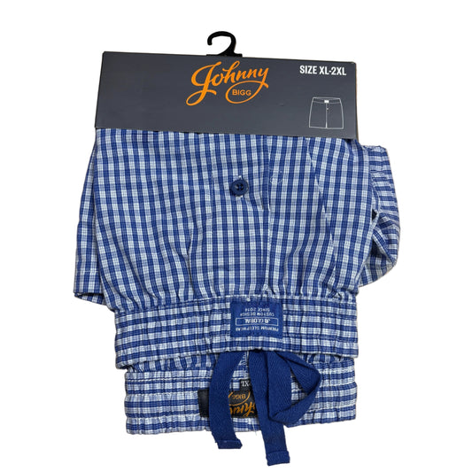 Johnny Bigg Blue Check Sleep Shorts - Size XL-2XL