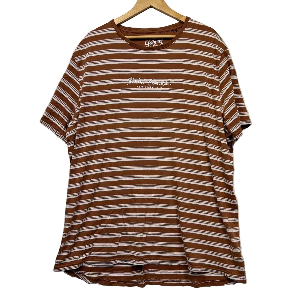 Johnny Bigg Brown Stripe Cotton Longline Tee - Size 4XL