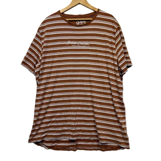 Johnny Bigg Brown Stripe Cotton Longline Tee - Size 4XL