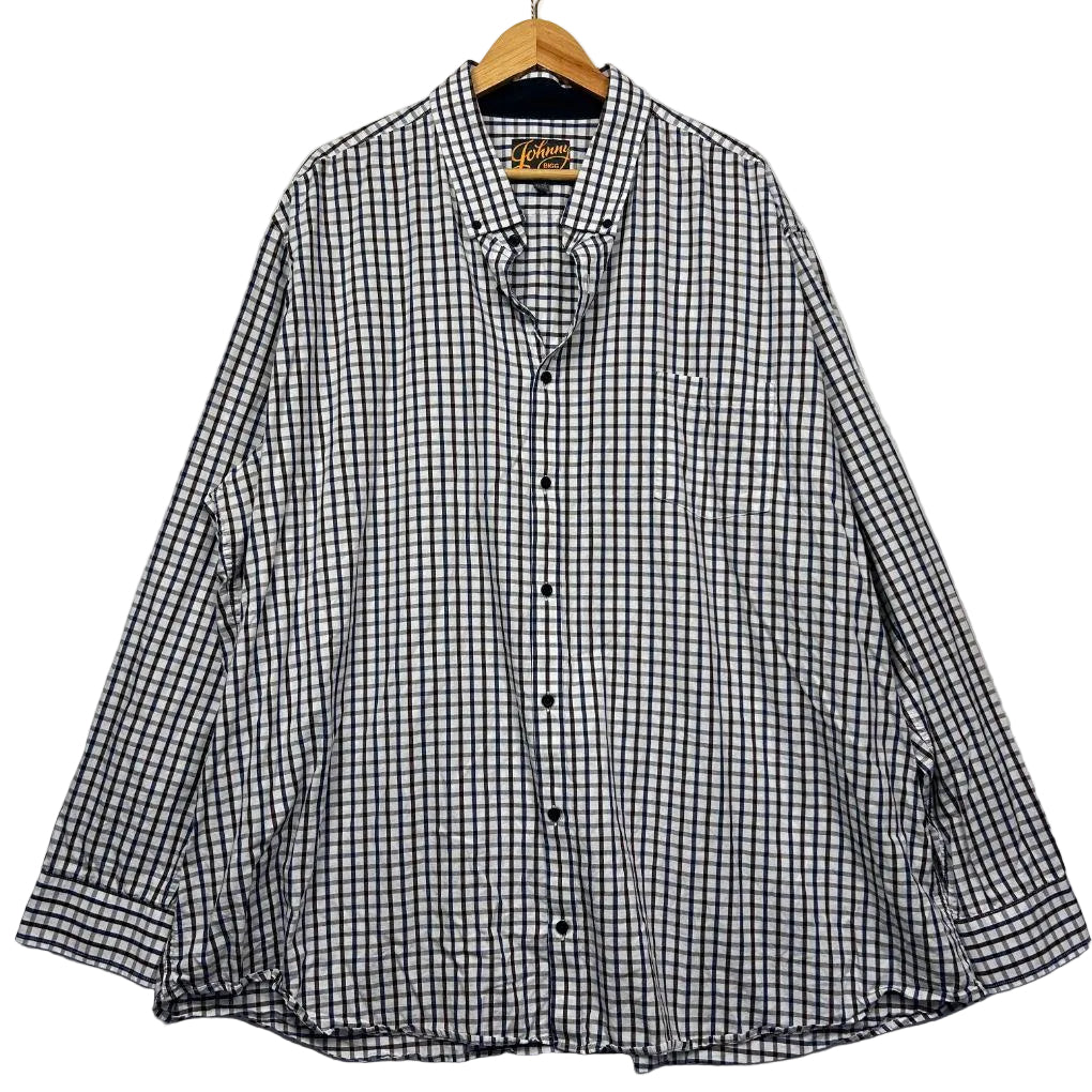 Johnny Bigg Grey Check Cotton Shirt - Size 7XL