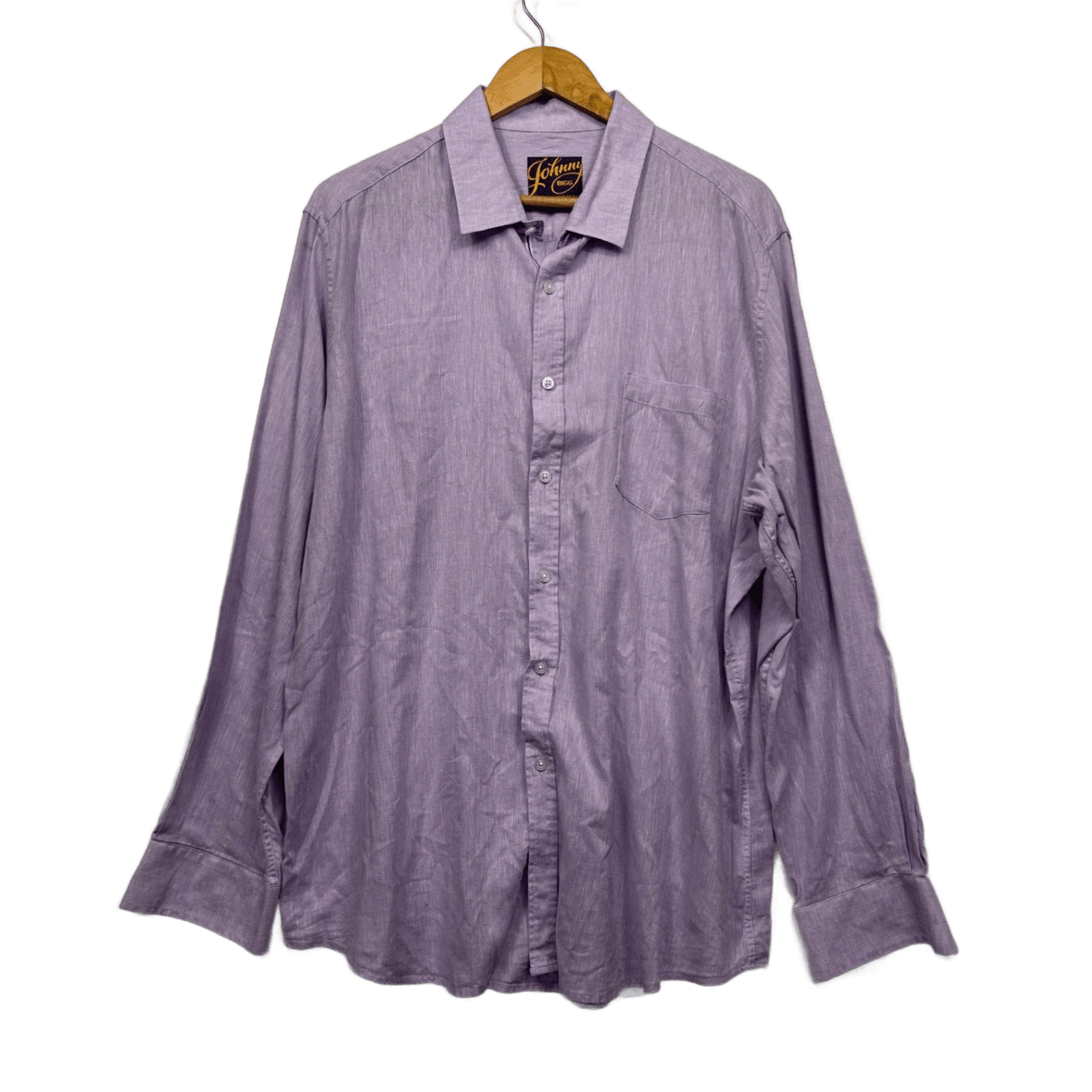 Johnny Bigg Men's Size 2XL Lilac Long Sleeve Button-Up Shirt Linen Blend