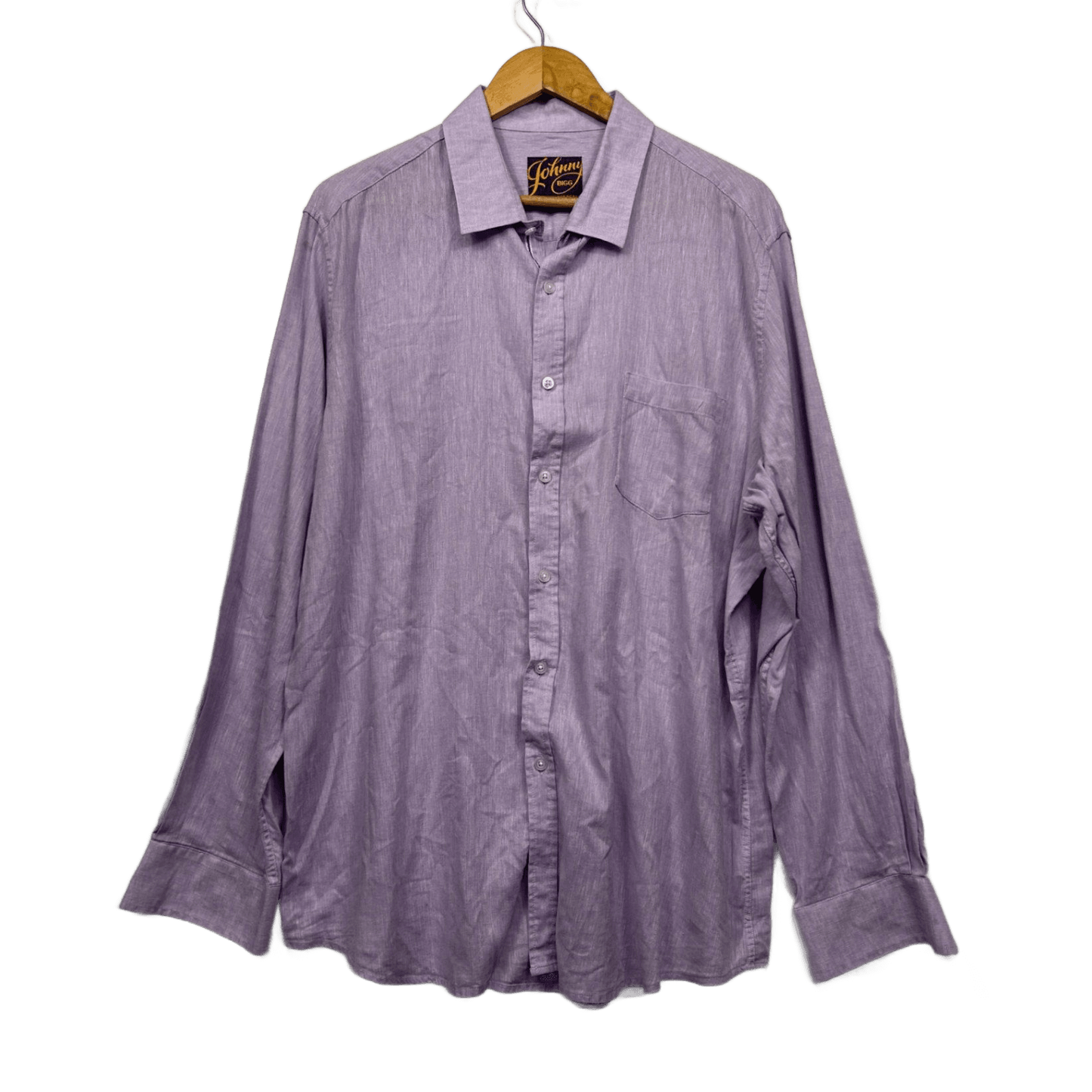 Johnny Bigg Men's Size 2XL Lilac Long Sleeve Button-Up Shirt Linen Blend