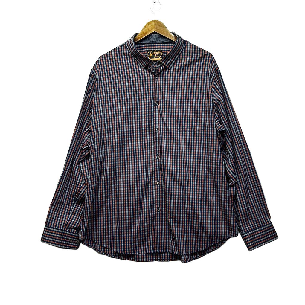 Johnny Bigg Navy Check Long Sleeve Cotton Mens Shirt - Size 3XL
