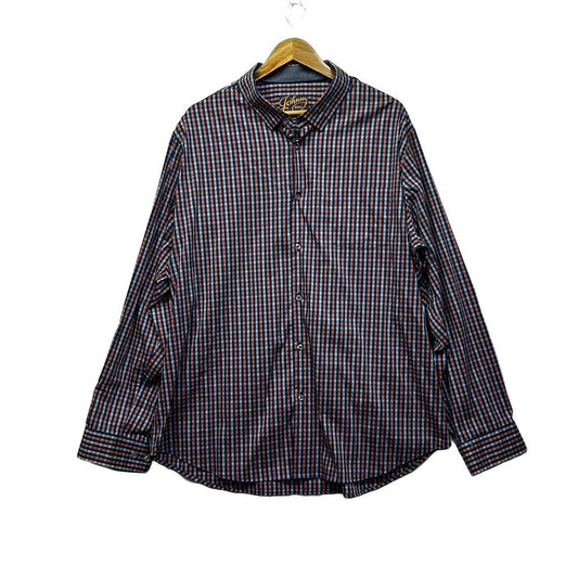 Johnny Bigg Navy Check Long Sleeve Cotton Mens Shirt - Size 3XL