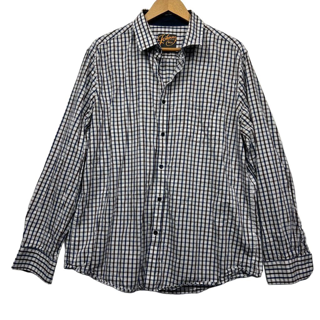 Johnny Bigg Navy Check Shirt - Size 2XL