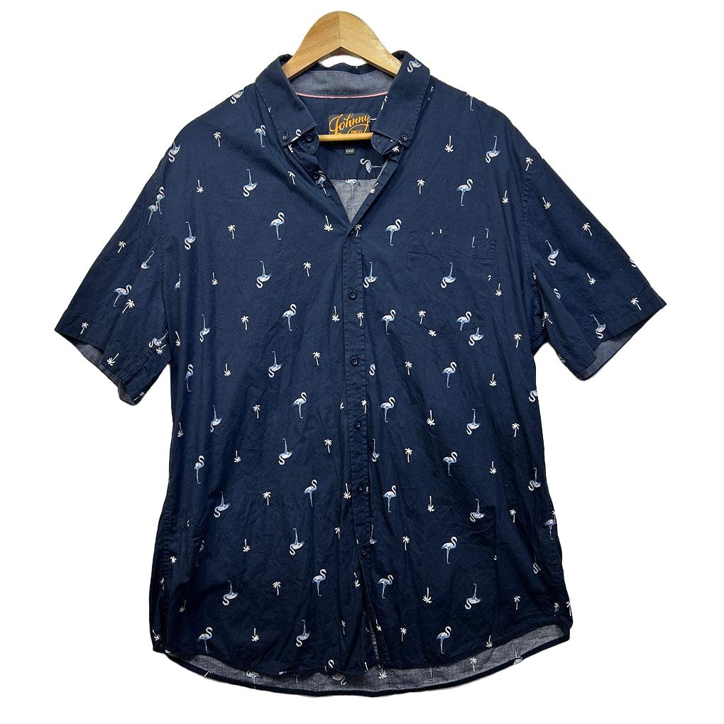 Johnny Bigg Navy Flamingo Print Cotton Shirt - Size 2XLT