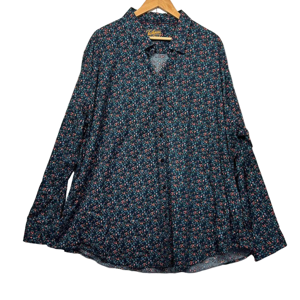Johnny Bigg Navy Floral Cotton Shirt - Size 7XL