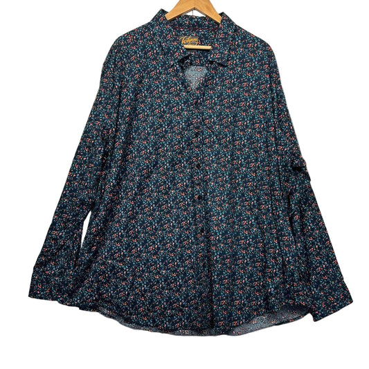 Johnny Bigg Navy Floral Cotton Shirt - Size 7XL