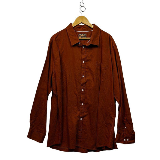 Johnny Bigg Rust Long Sleeve Linen Mens Shirt - Size 4xl/5XL?