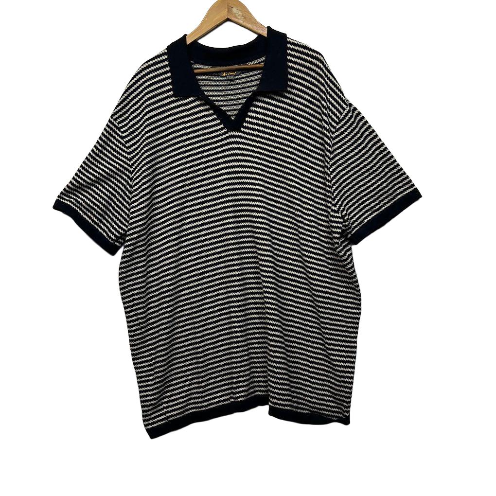 Johnny Bigg Black and White Cotton Polo - Size 5XL