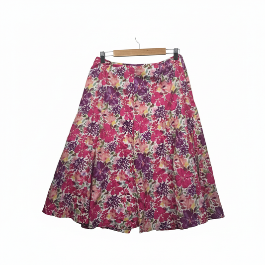 Jump Pink Purple Floral A-Line Skirt - Size 12
