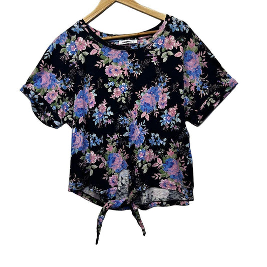 Just Jeans Black Floral Cotton Top - Size L