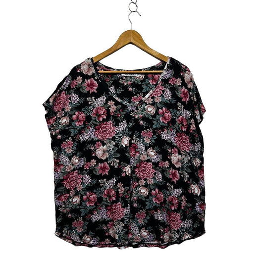 Just Jeans Black Plus Size Foral Top - Size 22