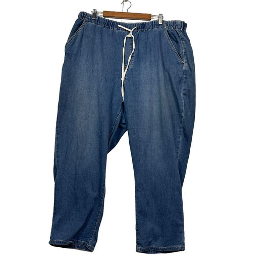 Just Jeans Blue Denim Drawstring Relaxd Mid Rise Ankle Jeans - Size 22