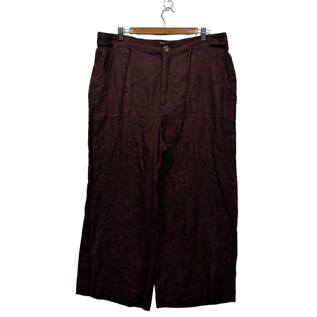 Just Jeans Brown Relaxed Mid Rise Linen Pants - Size 16