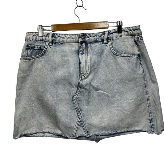 Just Jeans Mid Rise Distressed Hem Cotton Denim Skirt - Size 16