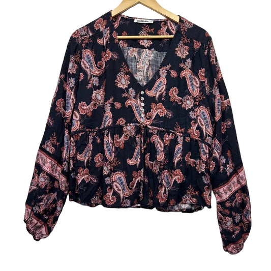 Just Jeans Navy Paisley Top - Size 16