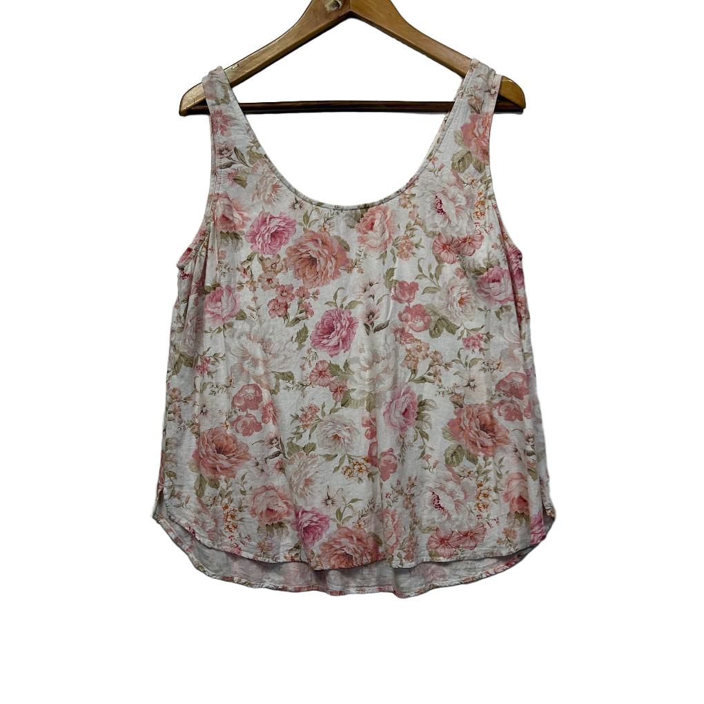 Just Jeans Pink Floral Linen T- Size 18