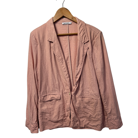 Just Jeans Pink Linen Blazer - Size 16