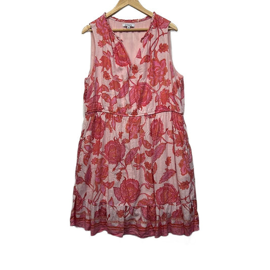 Just Jeans Red Floral Linen Dress - Size 18