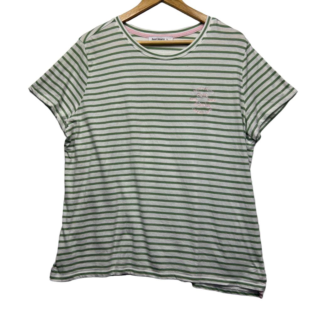 Just Jeans Striped Cotton Tee - Size XL