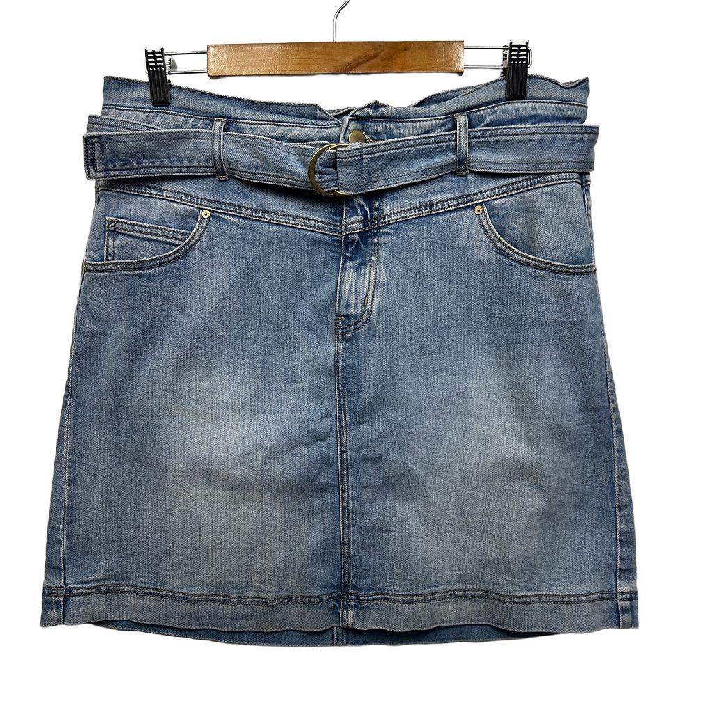 Just Jeans Blue Aline Denim Mid Waist Mini Skirt - Size 14