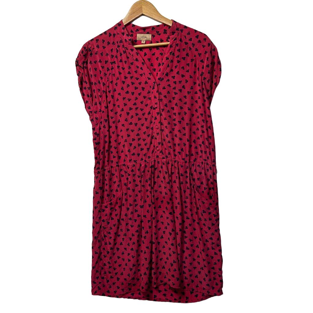 Kachel Red Print Silk Dress - Size 12