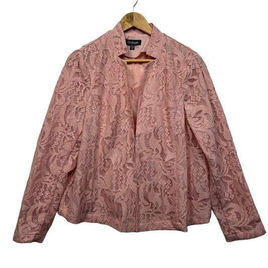Kaleidoscope Pink Lace Cotton Jacket - Size 16/18