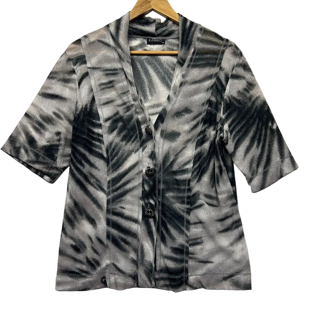 Kamiko Grey Sheer Jacket Top - Size 16