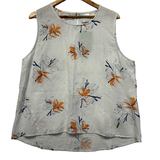 Kathmandu Cream Floral Cotton Sleeveless Top - Size 18