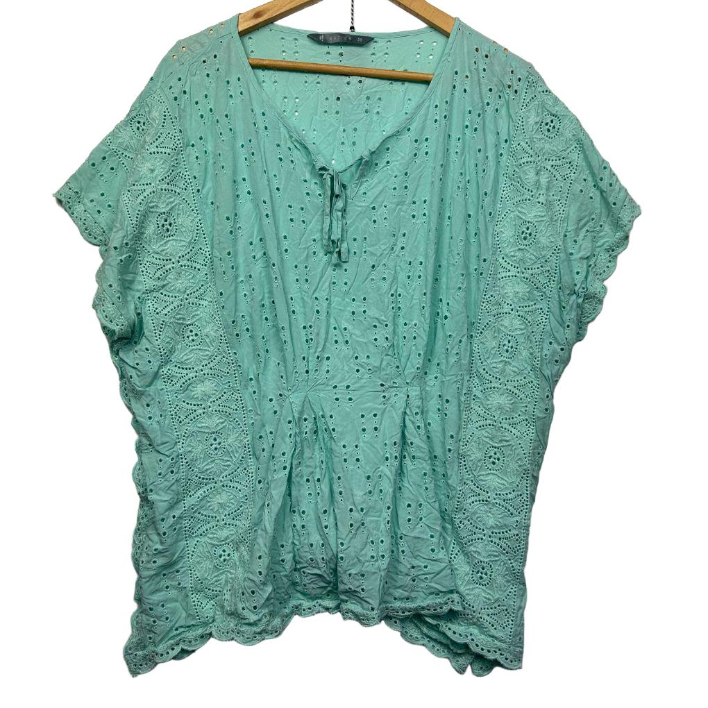 Katies Aqua Broderie Top - Size 20
