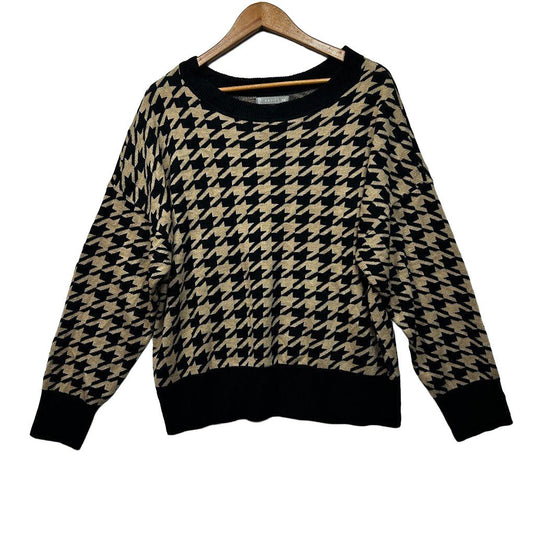 Katies Black & Beige Plus Size Houndstooth Jumper - Size XXL