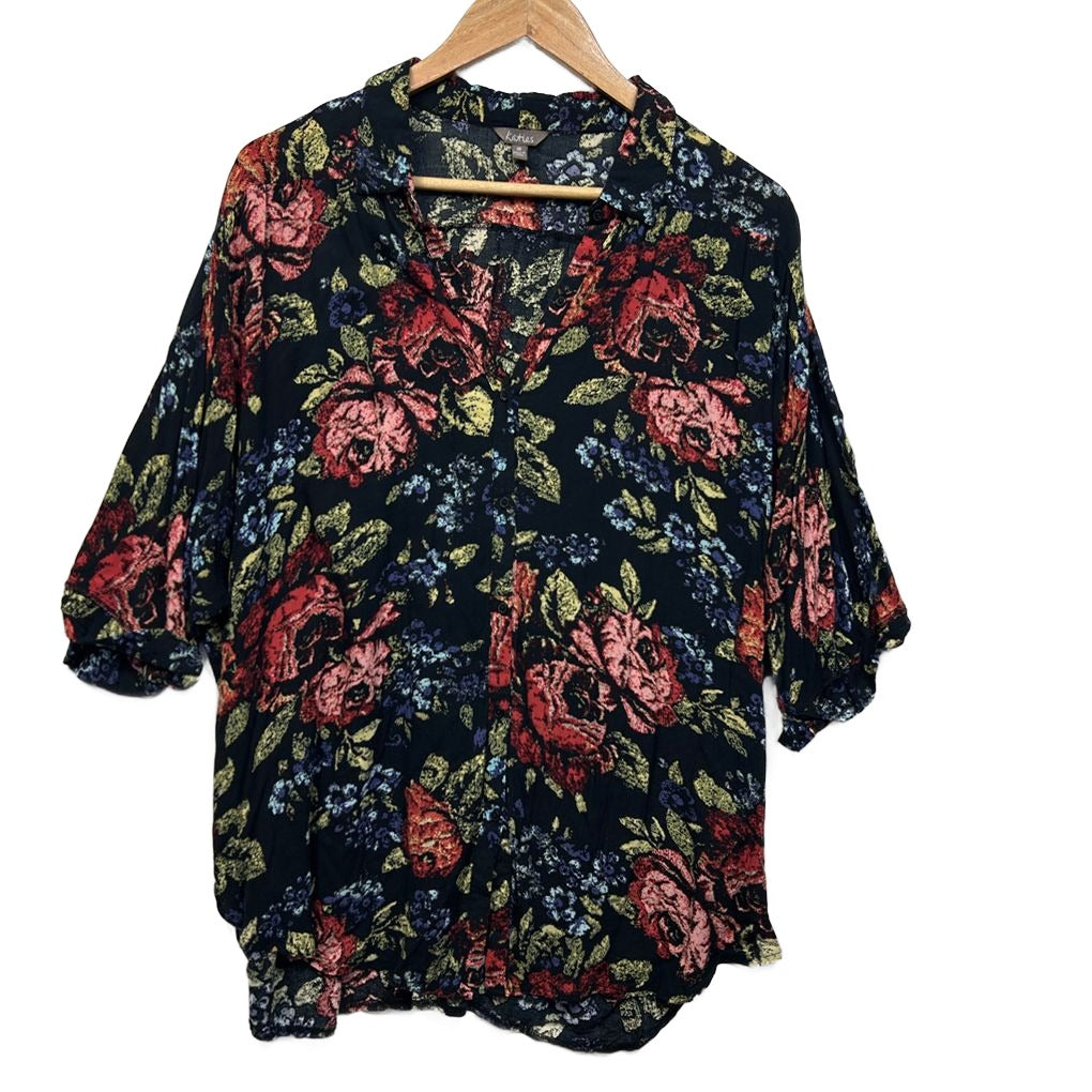 Katies Black Floral Top - Size 18