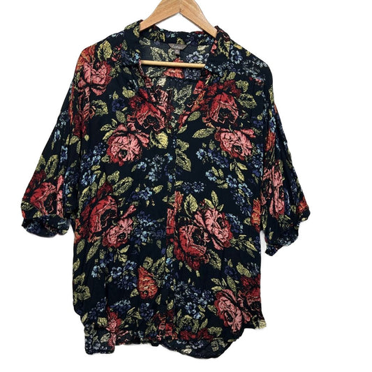 Katies Black Floral Top - Size 18