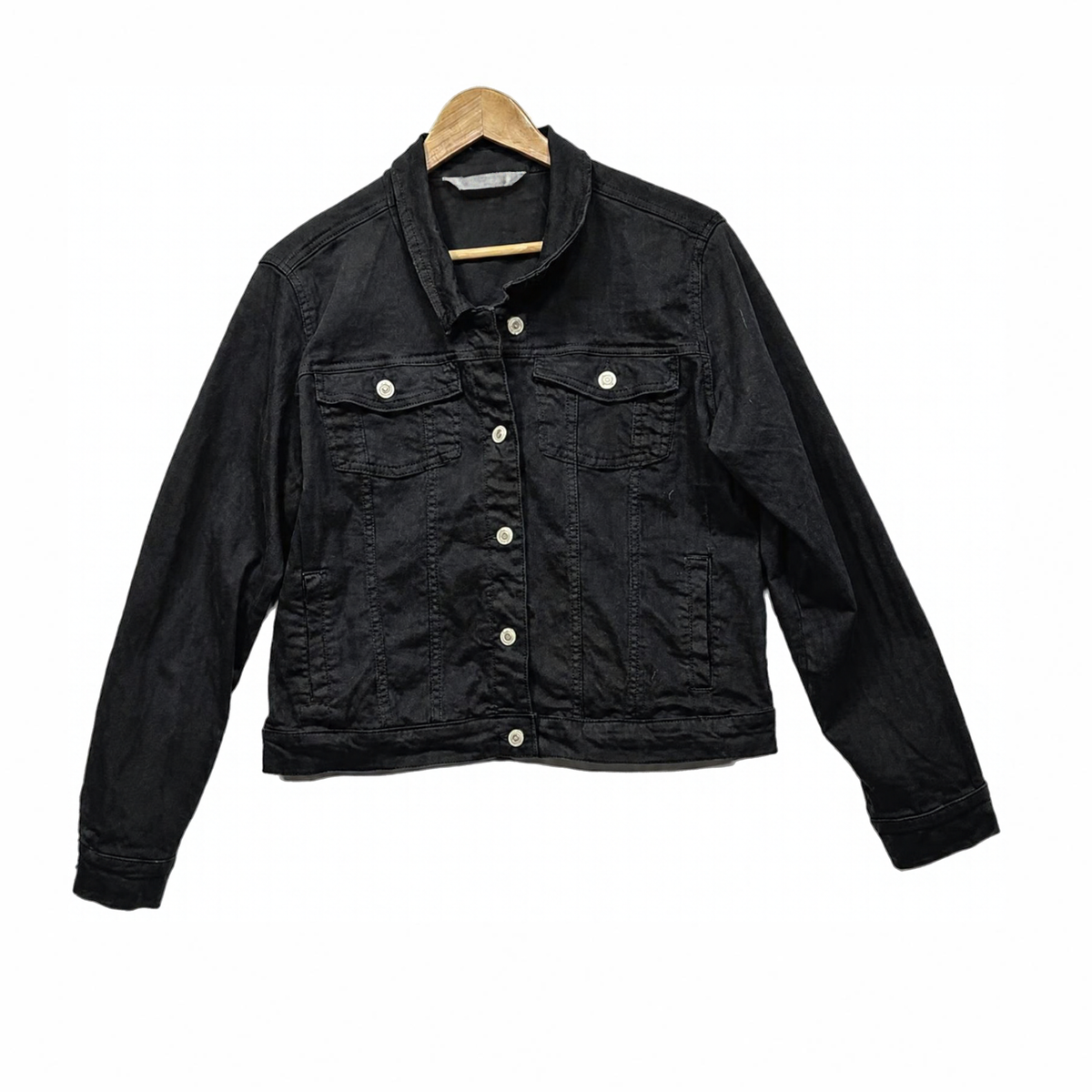 Katies Black Plus Size Cotton Denim Jacket - Size 18