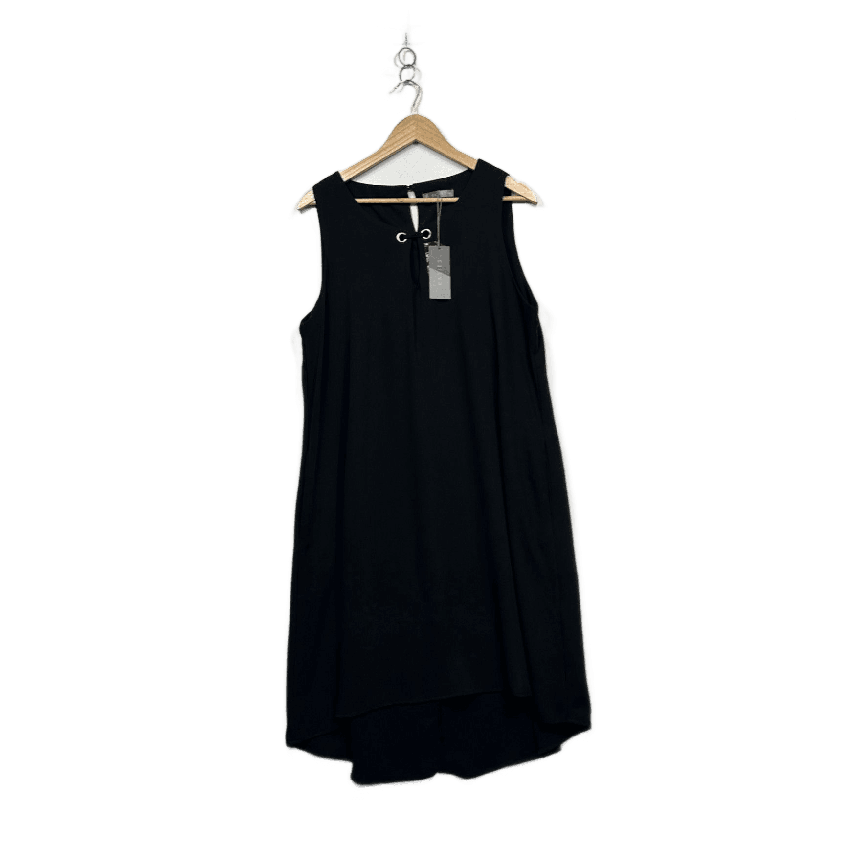 Katies Black Sleeveless Midi Shift Dress - Size 14