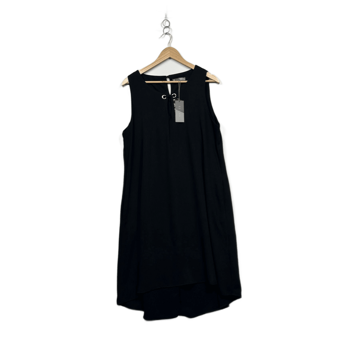 Katies Black Sleeveless Midi Shift Dress - Size 14