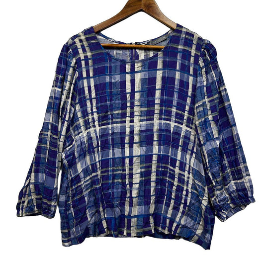 Katies Blue Check Plus Size Top - Size 18
