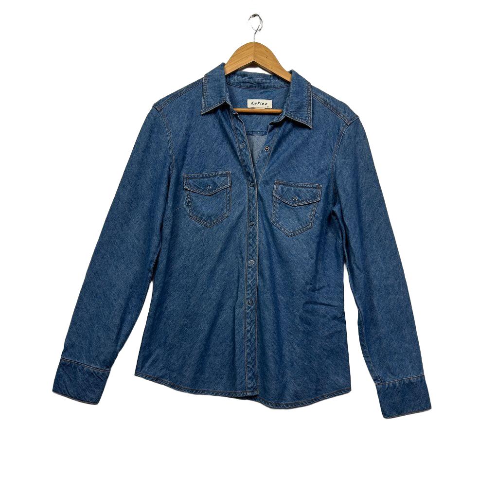 Katies Blue Denim Cotton Shirt - Size 12
