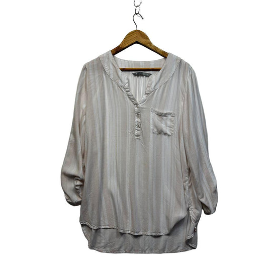 Katies Cream Plus Size Striped Top - Size 18