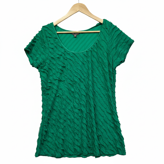 Katies Green Textured Short Sleeve Top - Size L