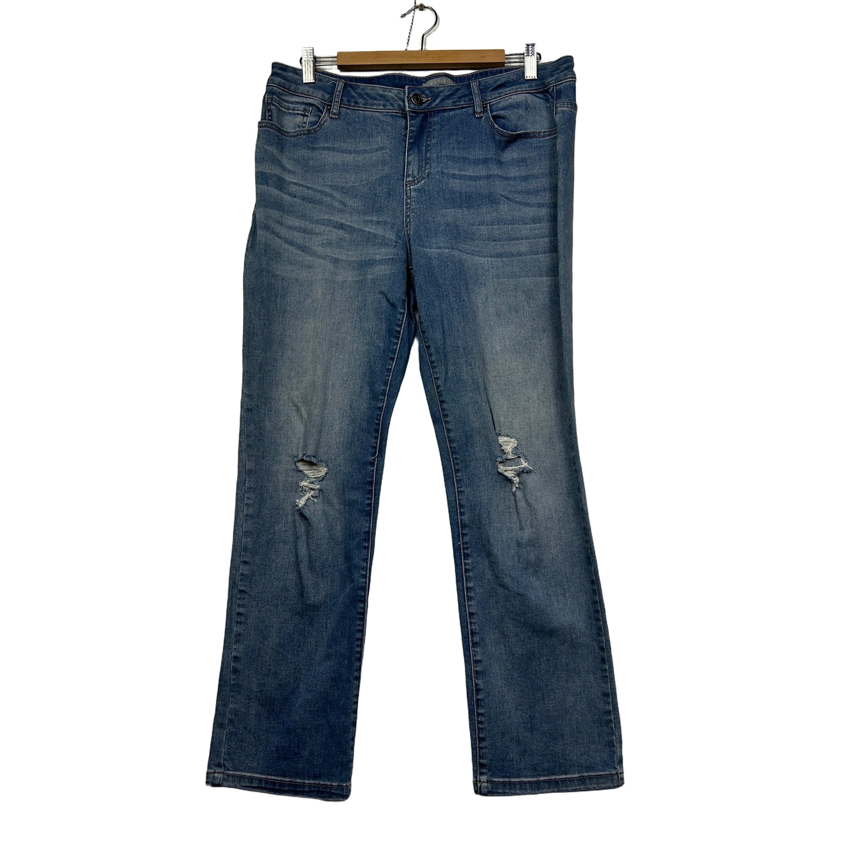Katies Light Wash Distressed Jeans - Size 14
