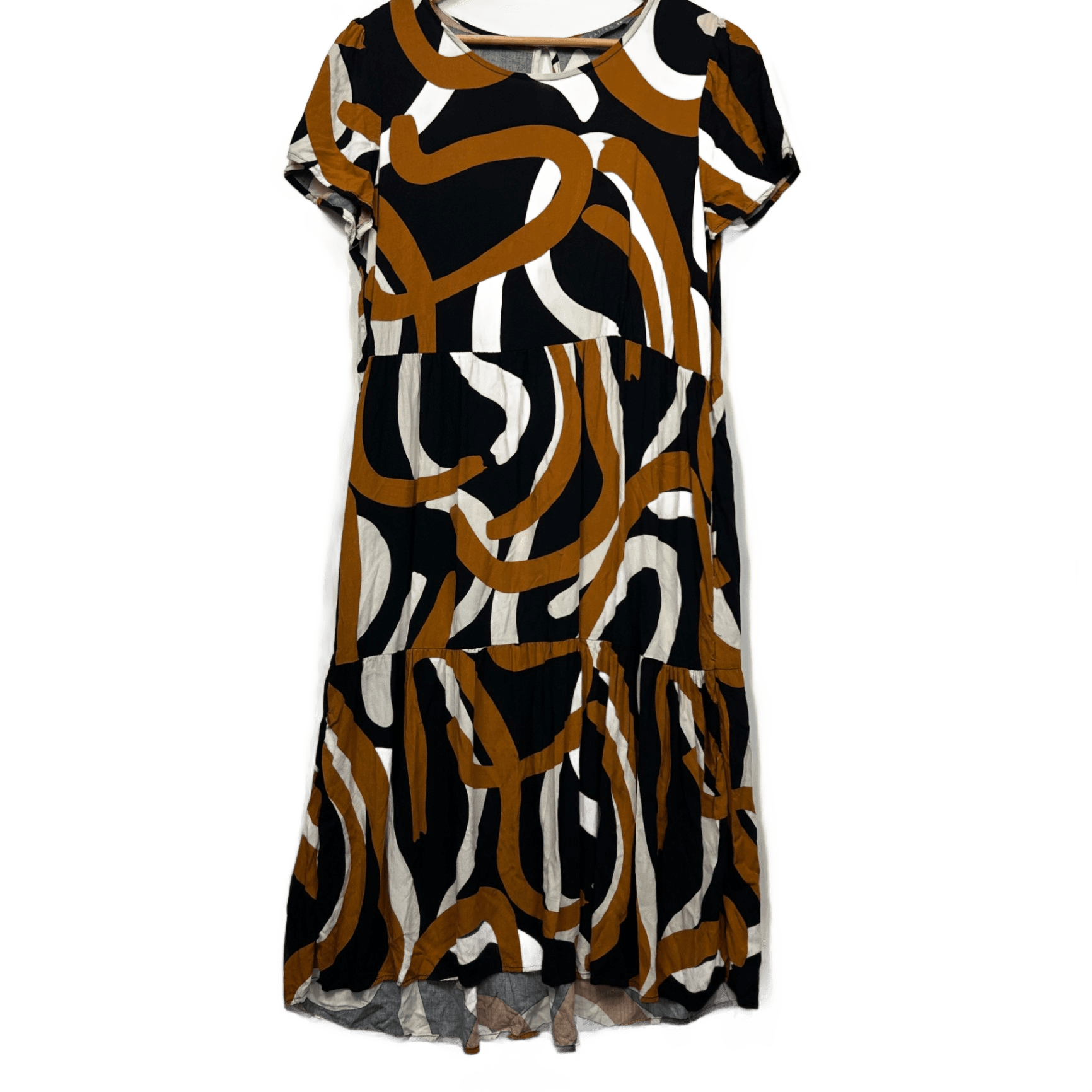 Katies Midi Dress Size 14 Viscose Short Sleeve Pockets