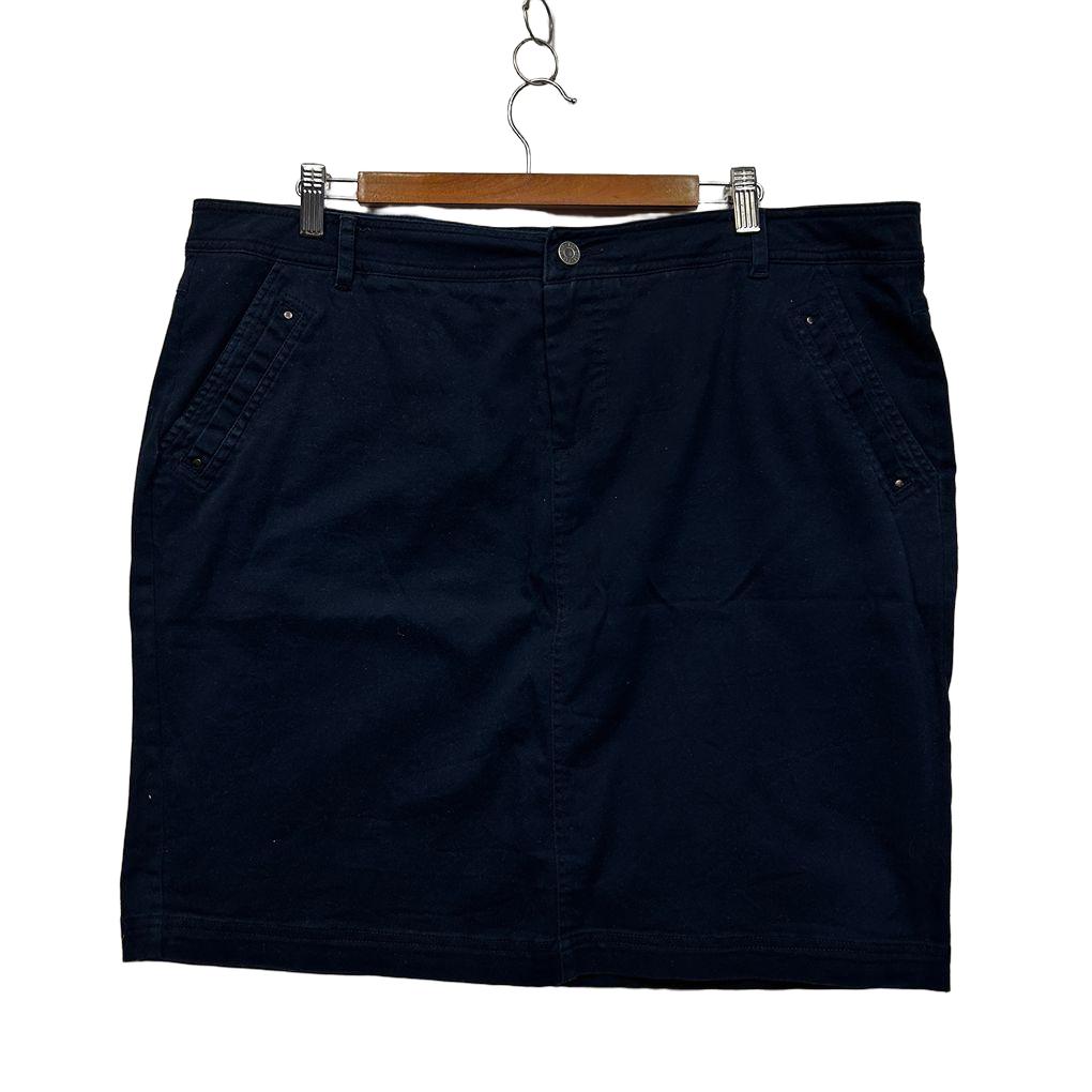 Katies Navy Cotton Skirt - Size 18 (fault)